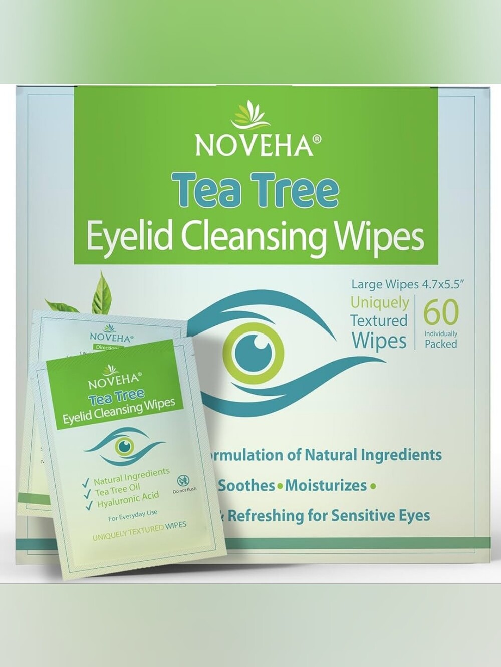 Noveha Tea Tree Eyelid Cleansing 60 Wipes